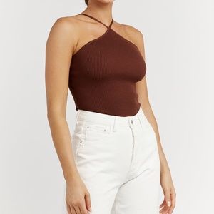 DISSH Chocolate rib knit top